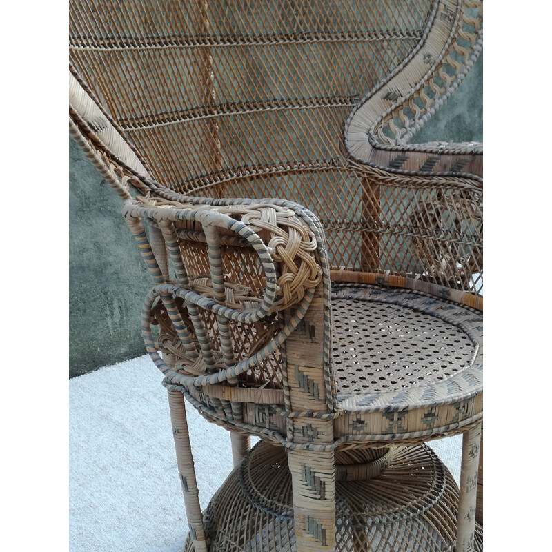 Vintage Emmanuelle armchair in Rattan, france, 1970