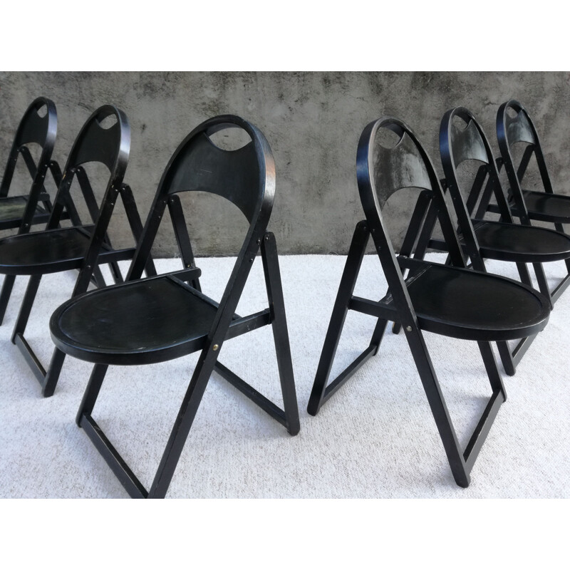 Set of 6 chairs Vintage Folding Chairs Model B751 in Beech from Thonet, 1970