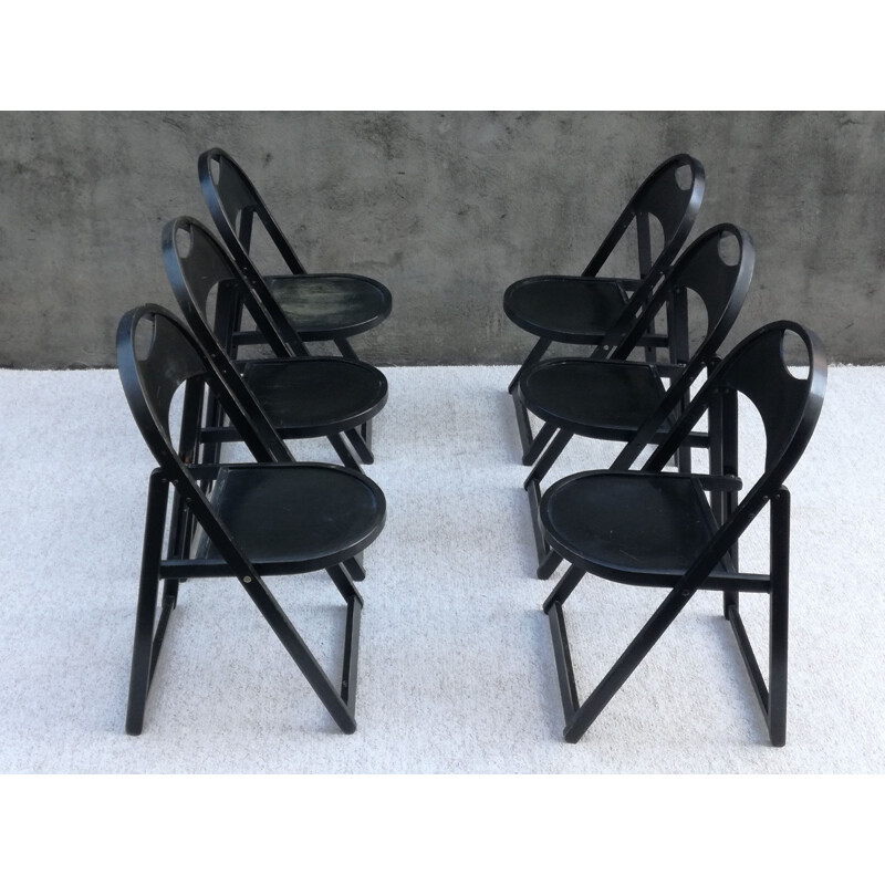 Set de 6 chaises Chaises Pliantes vintage Modèle B751 en Hêtre de Thonet, 1970
