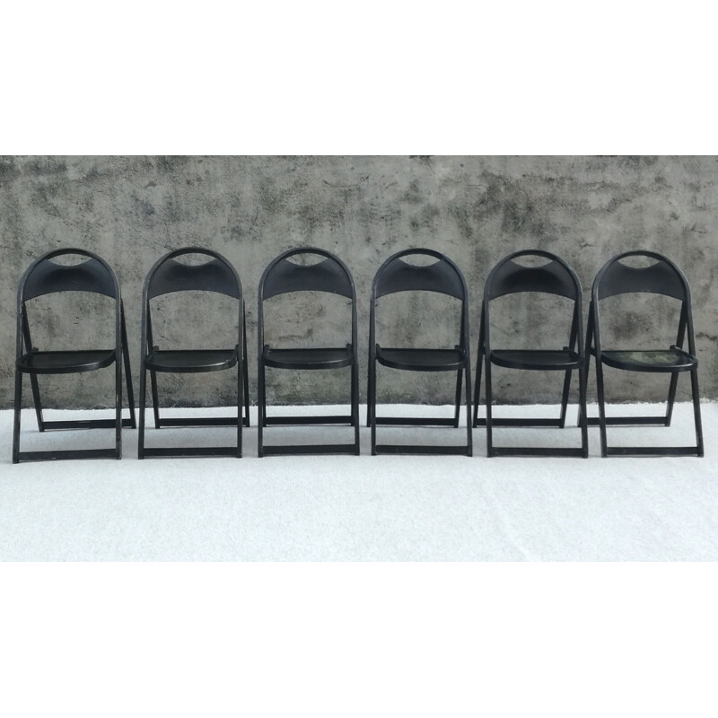 Set of 6 chairs Vintage Folding Chairs Model B751 in Beech from Thonet, 1970