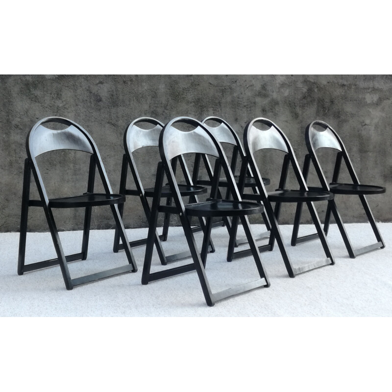 Set de 6 chaises Chaises Pliantes vintage Modèle B751 en Hêtre de Thonet, 1970