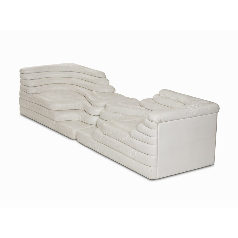 Modular De Sede "DS 1025" sofa in white leather, Ubald KLUG - 1970s