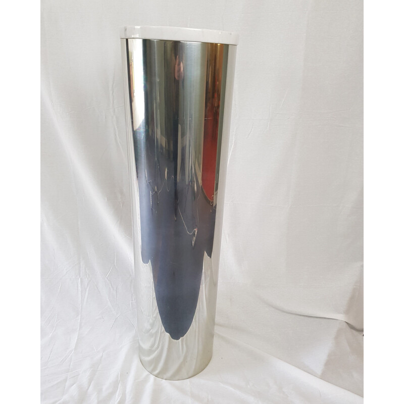 Vintage polished aluminum and marble column by Paul Mayen for Habitat, 1960s