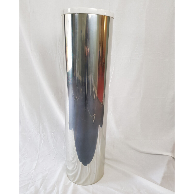 Vintage polished aluminum and marble column by Paul Mayen for Habitat, 1960s