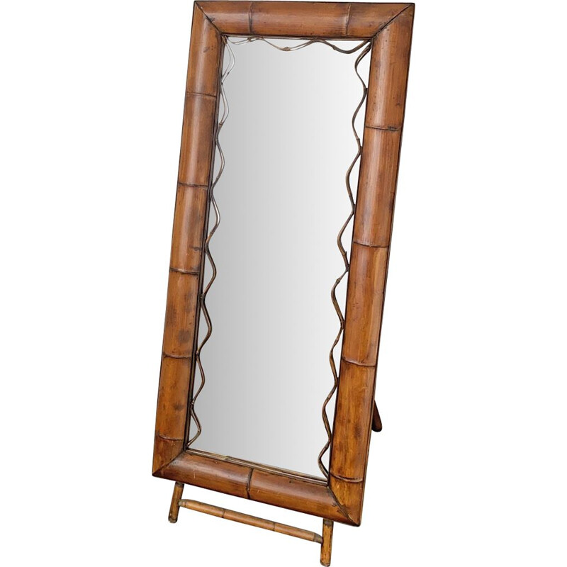 Standing mirror bamboo colonial style 1950