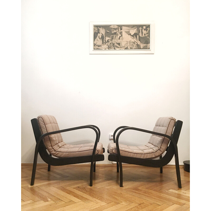 Ensemble de 2 fauteuils vintage de Karel Kozelka et Antonin Kropacek, 1940