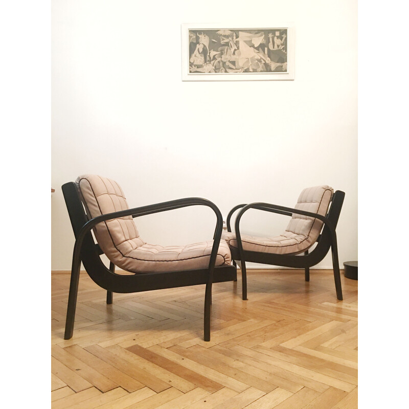 Set of 2 vintage armchairs by Karel Kozelka and Antonin Kropacek, 1940s