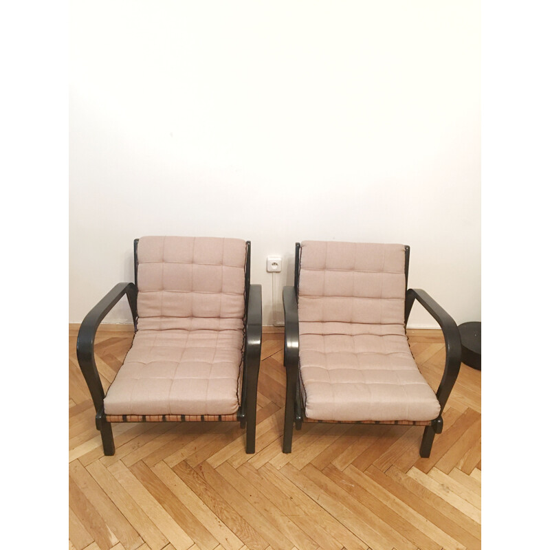 Set of 2 vintage armchairs by Karel Kozelka and Antonin Kropacek, 1940s