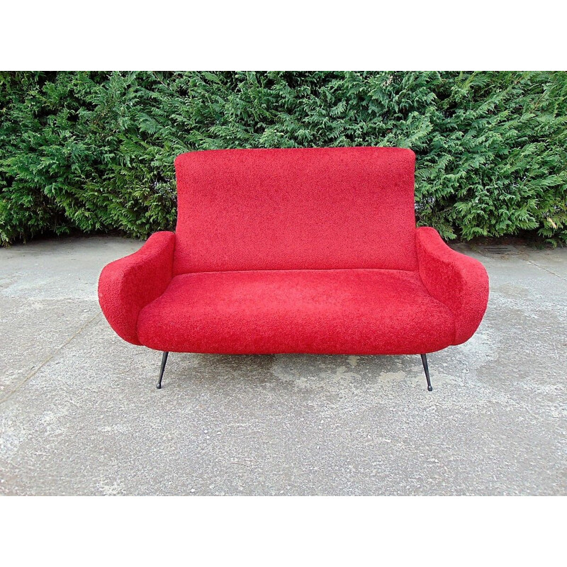 Vintage-Sofa mit rotem Stoffbezug, 1950
