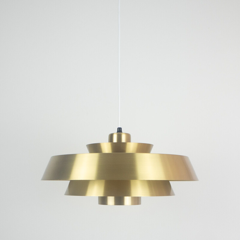 Vintage brass pendant lamp Nova by Jo Hammerborg for Fog og Morup, Denmark, 1963