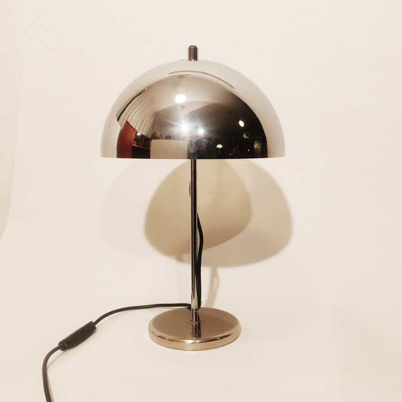 Lampe de bureau Vintage chromée champignon, Italie, 1970