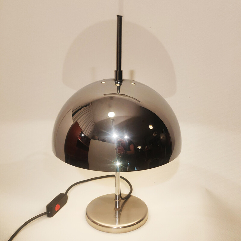 Lampe de bureau Vintage chromée champignon, Italie, 1970