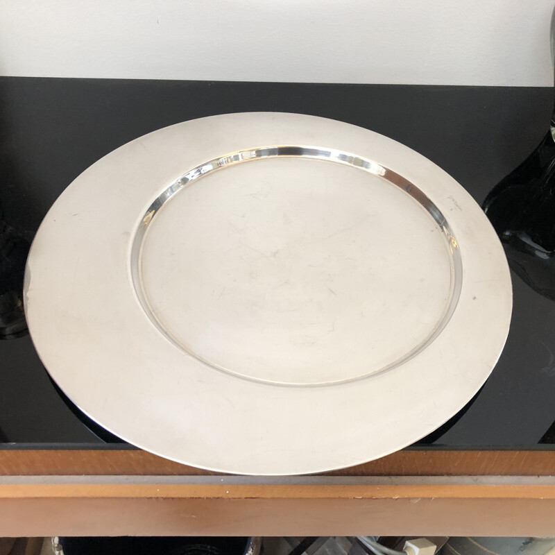 Silver plated vintage round tray by Gio Ponti for Cleto Munari, circa 1970