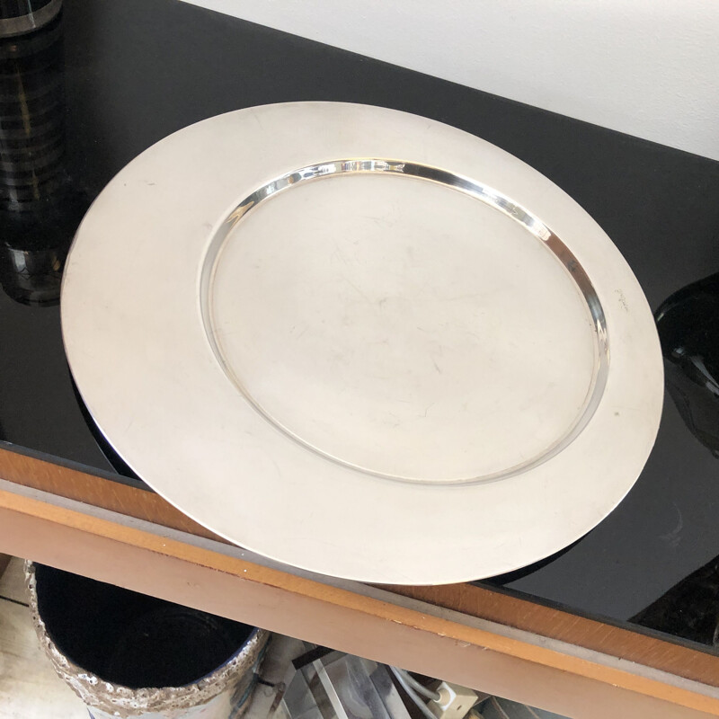 Silver plated vintage round tray by Gio Ponti for Cleto Munari, circa 1970