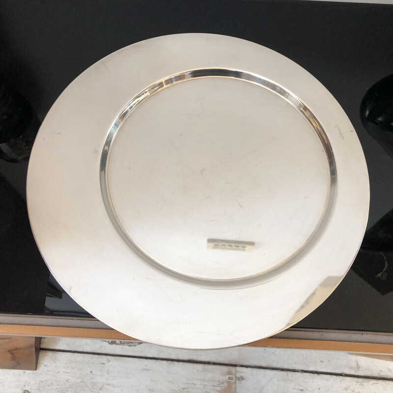 Silver plated vintage round tray by Gio Ponti for Cleto Munari, circa 1970