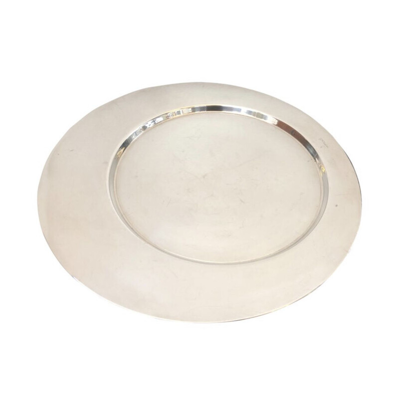 Silver plated vintage round tray by Gio Ponti for Cleto Munari, circa 1970