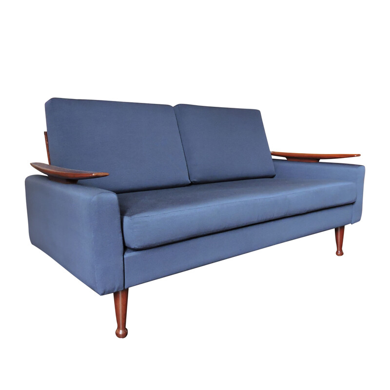 Navy blue vintage sofa by Greaves and Thomas, 1960s