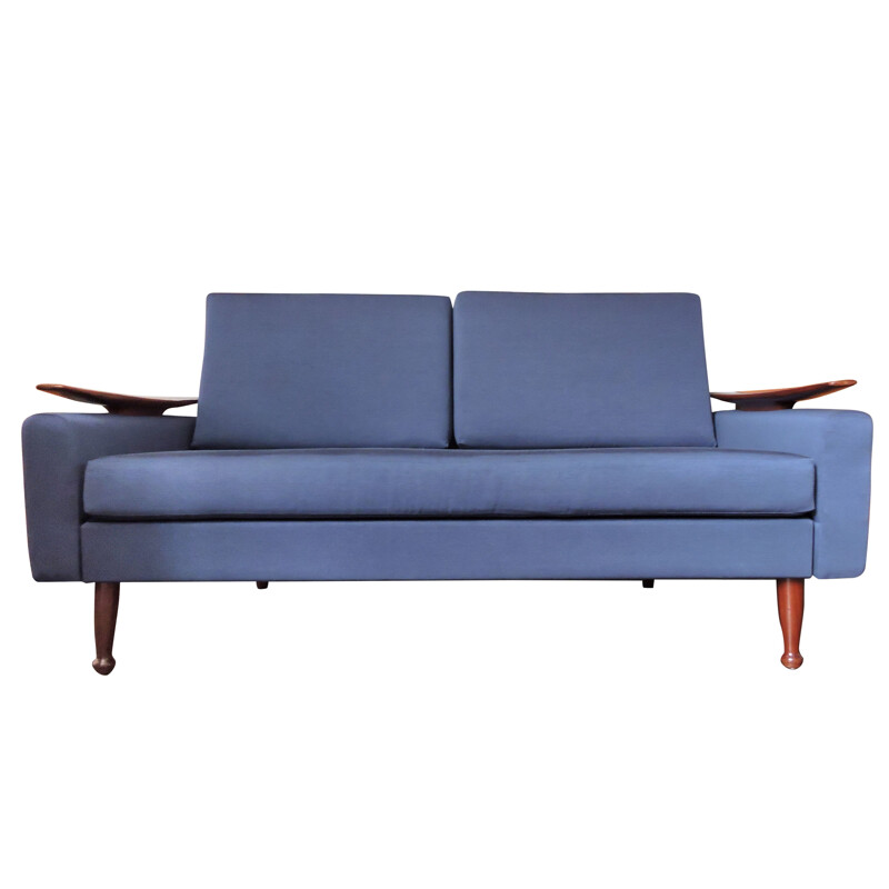 Navy blue vintage sofa by Greaves and Thomas, 1960s