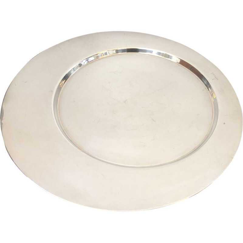 Silver plated vintage round tray by Gio Ponti for Cleto Munari, circa 1970