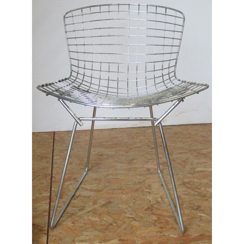 Chaise vintage en métal chromé par H.Bertoia, 1966