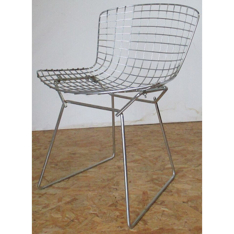 Chaise vintage en métal chromé par H.Bertoia, 1966