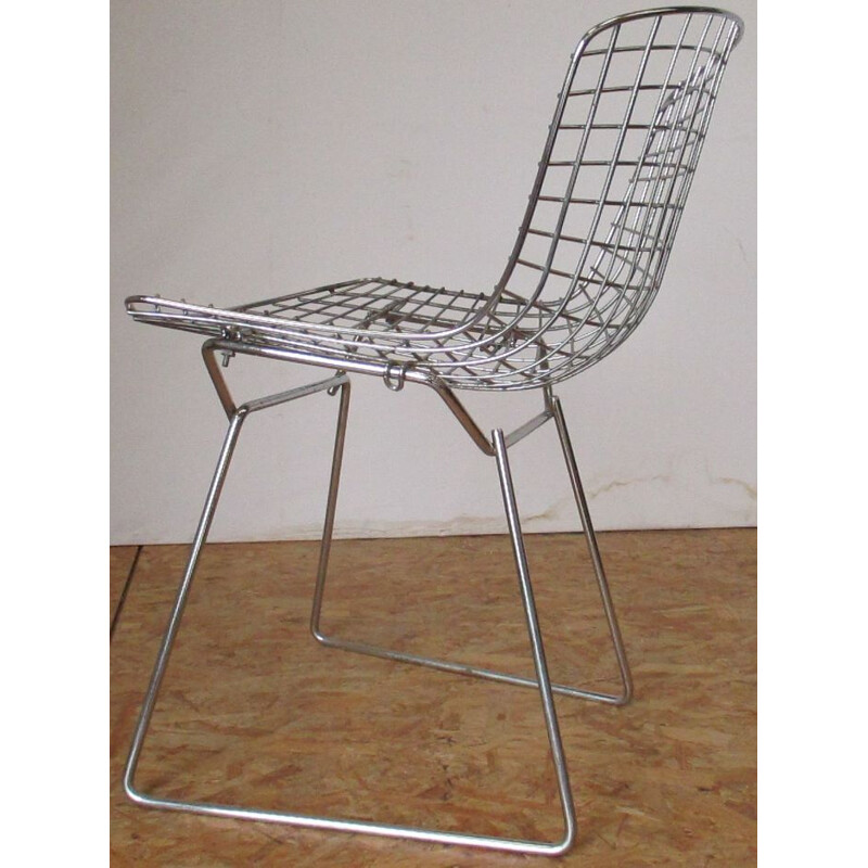 Vintage chromed metal chair by H.Bertoia, 1966