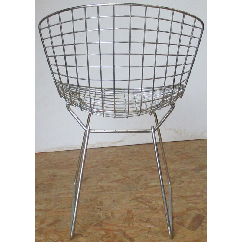 Vintage chromed metal chair by H.Bertoia, 1966