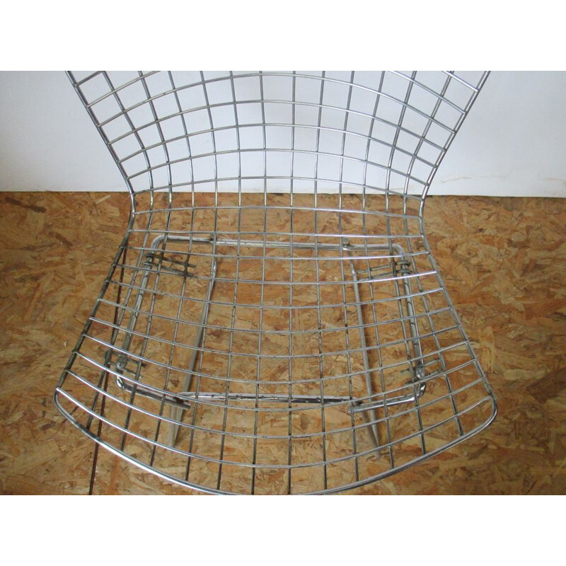 Vintage chromed metal chair by H.Bertoia, 1966