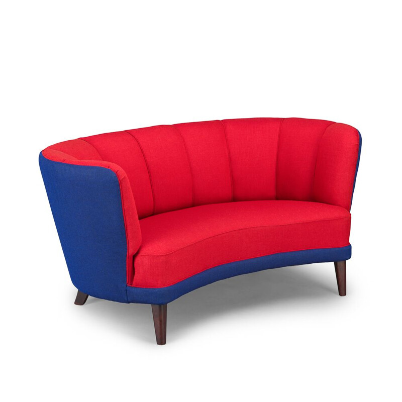 Danish red and purple Banana vintage sofa from Slagelse Møbelværk, 1960s