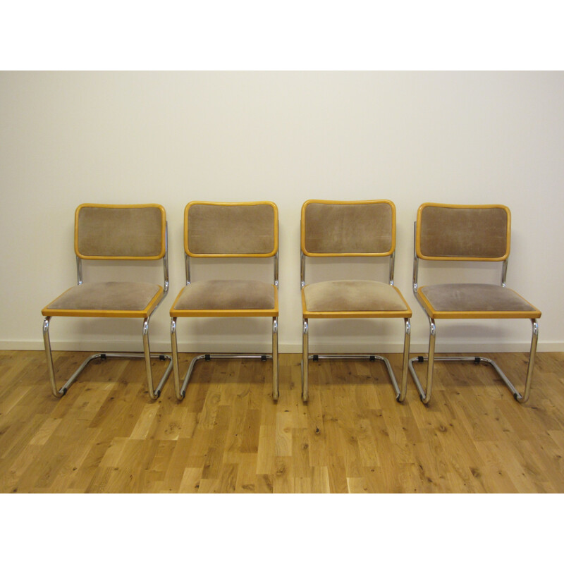Série de 4 chaises vintage Cesca B32 par Marcel Breuer
