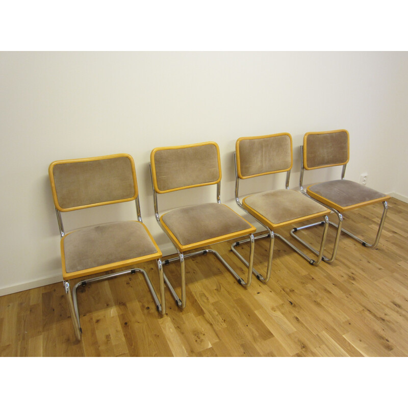 Set of 4 vintage Cesca B32 chairs by Marcel Breuer