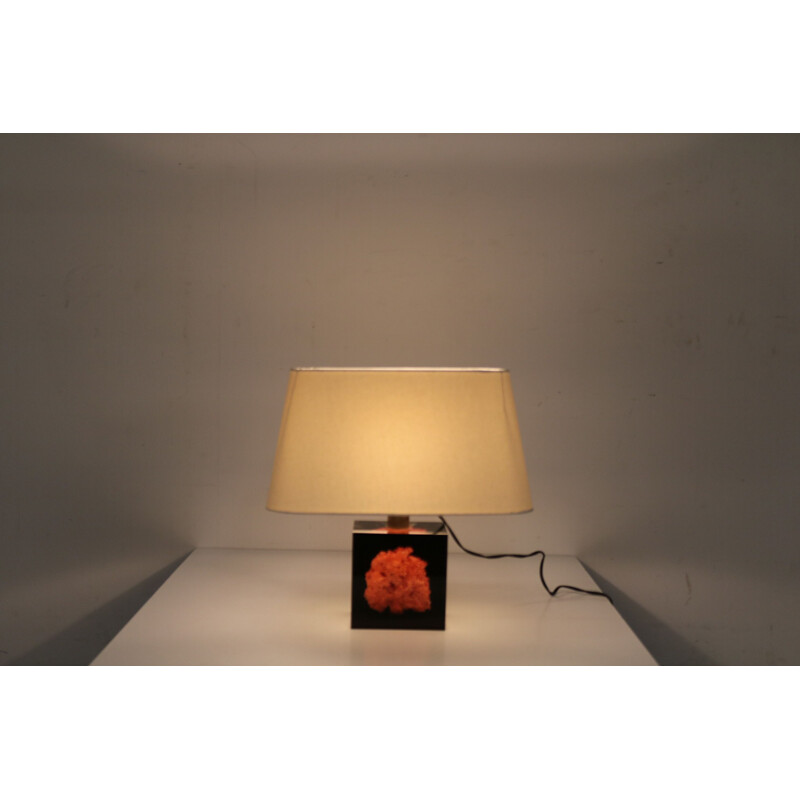 Vintage resin and coral table lamp by Pierre Giraudon, France 1970