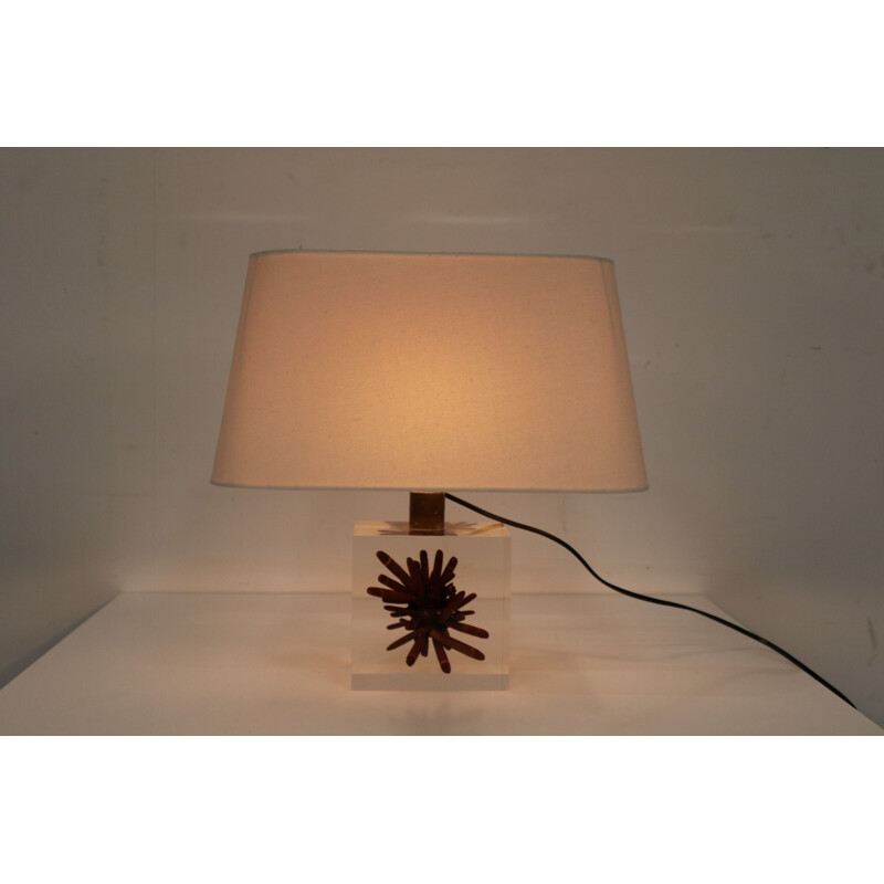 Lampada da tavolo vintage in resina con corallo di Pierre Giraudon, Francia 1970