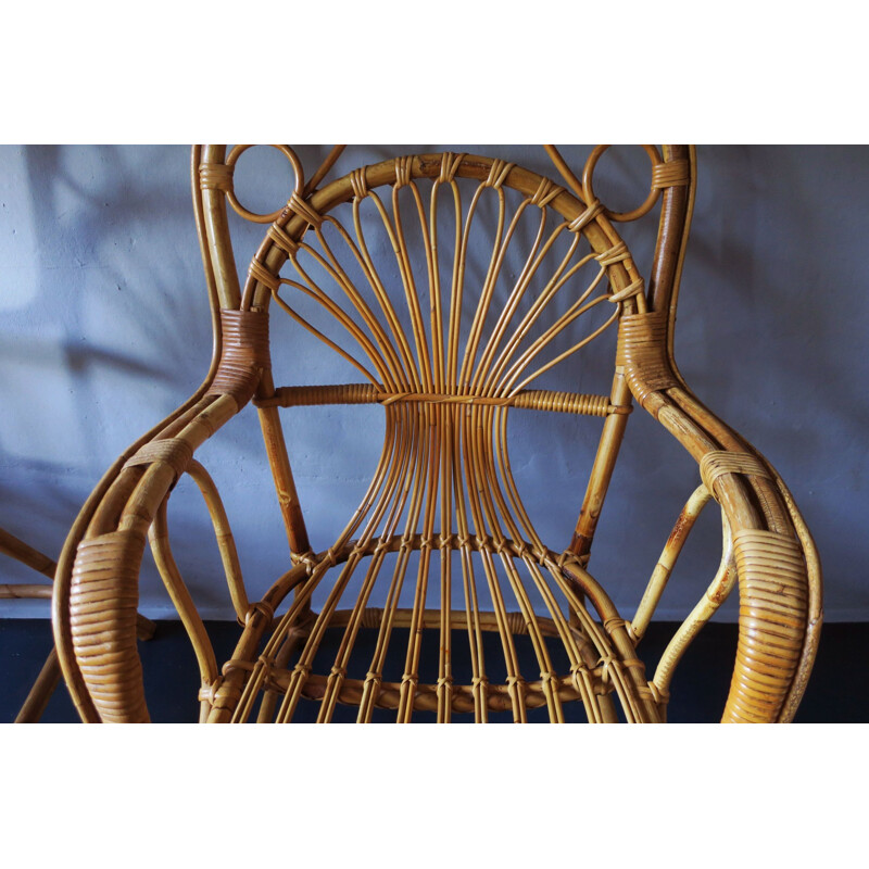 Set of 4 bamboo vintage armchairs, 1960s