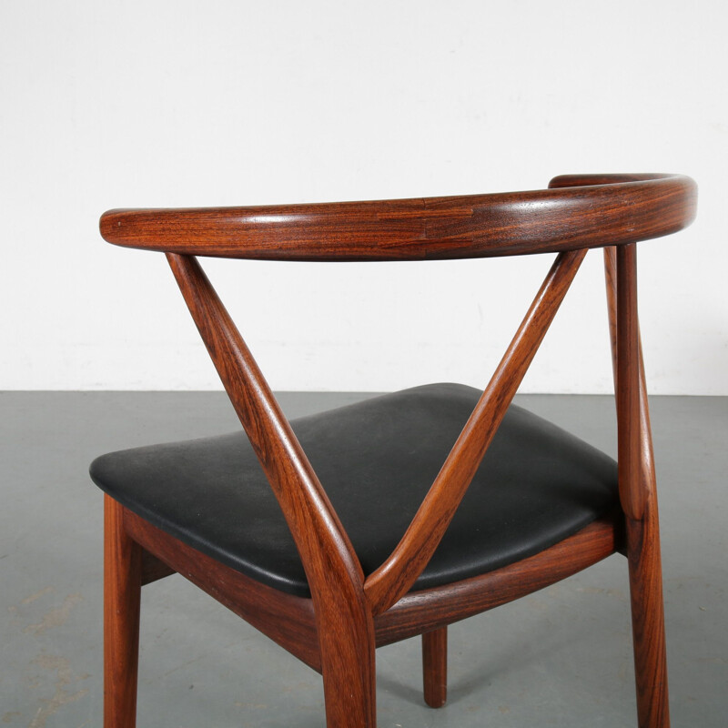 Ensemble de 3 chaises à repas vintage en palissandre par Henning Kjaernulf pour Bruno Hansen, Danemark, années 1960