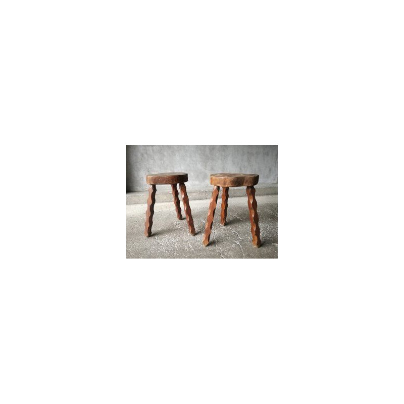 Pair of vintage tripod stools