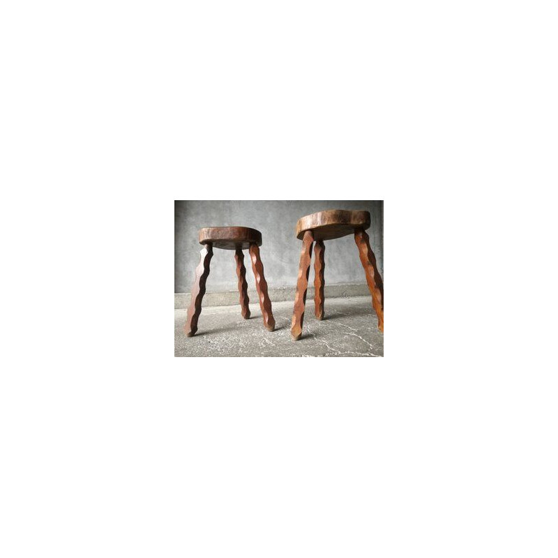 Pair of vintage tripod stools