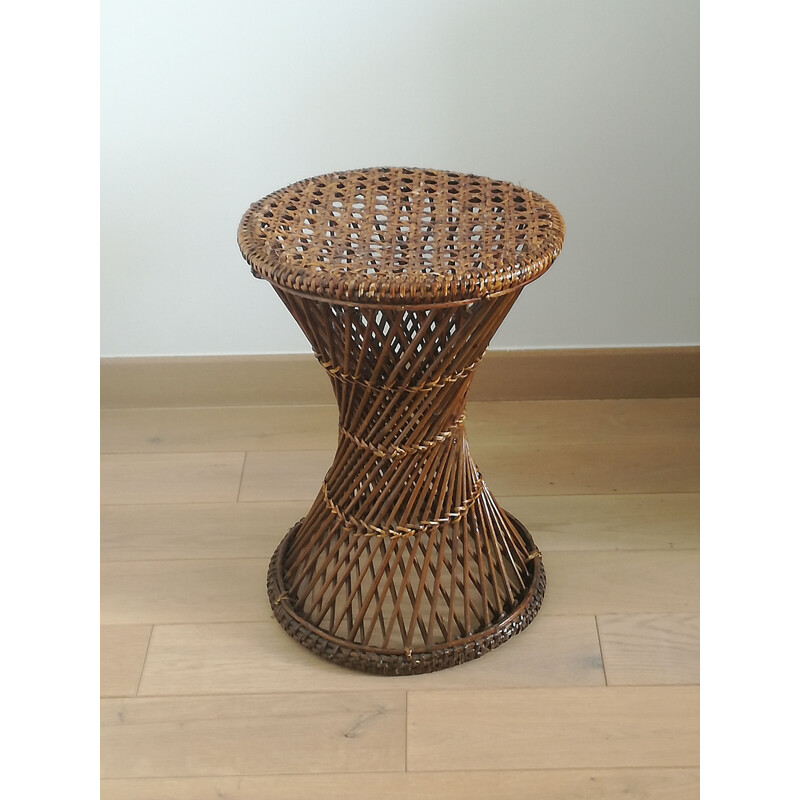 Tabouret Diabolo vintage en rotin, 1960 