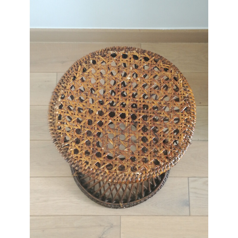 Rattan vintage Diabolo Stool, 1960s 