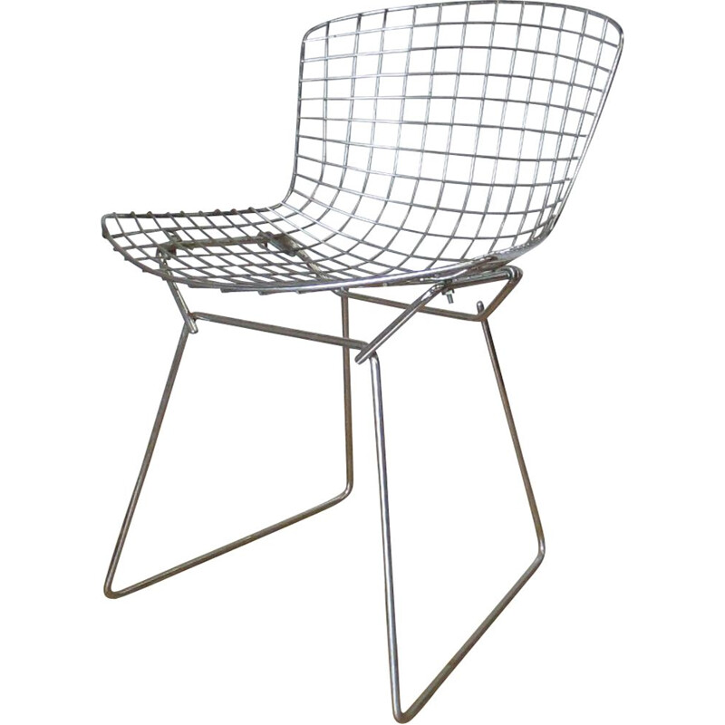 Vintage chromed metal chair by H.Bertoia, 1966