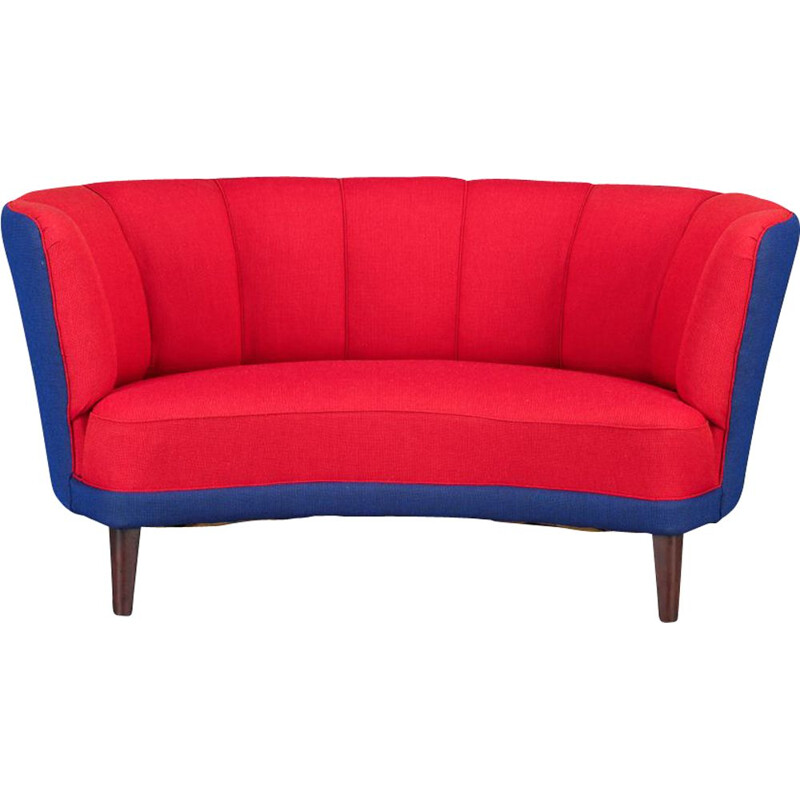 Danish red and purple Banana vintage sofa from Slagelse Møbelværk, 1960s