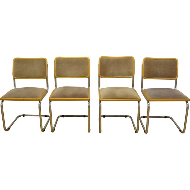 Série de 4 chaises vintage Cesca B32 par Marcel Breuer