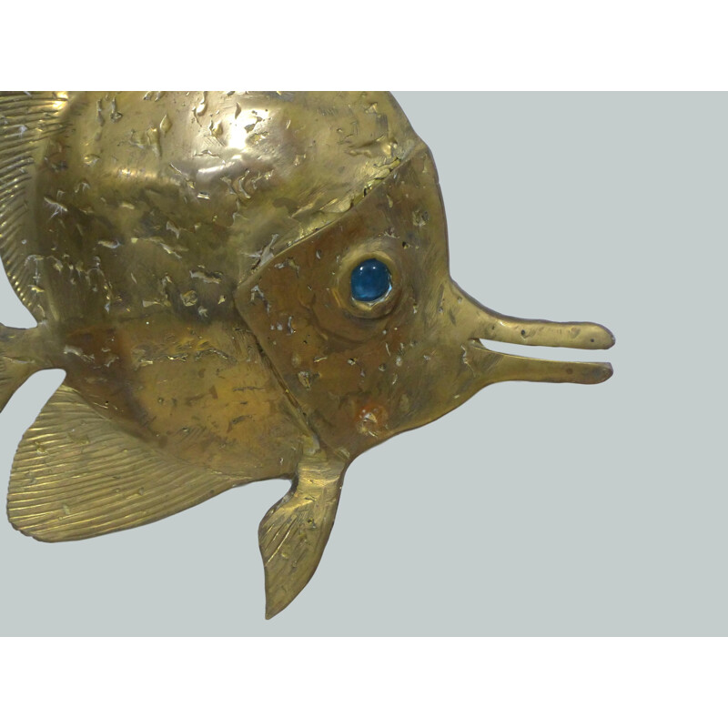 Applique vintage sculpture poisson brutaliste par François Melin 