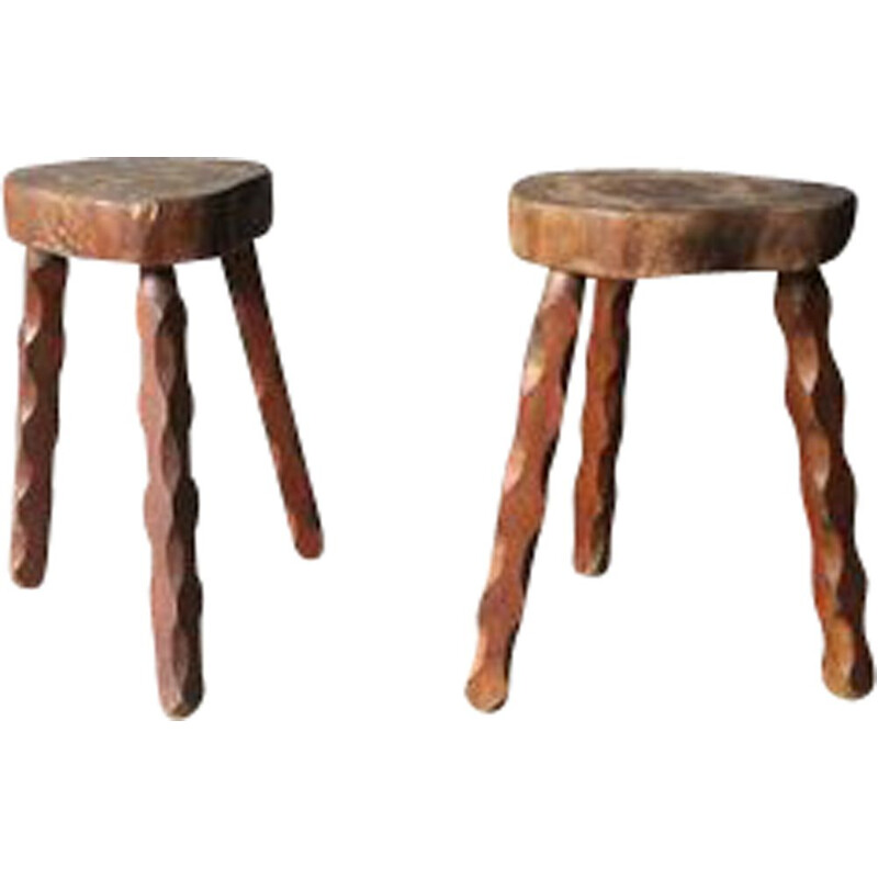 Pair of vintage tripod stools