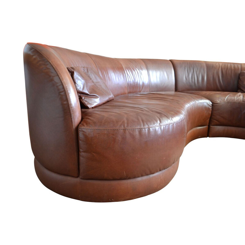 Vintage "banana" leather sofa, Italy