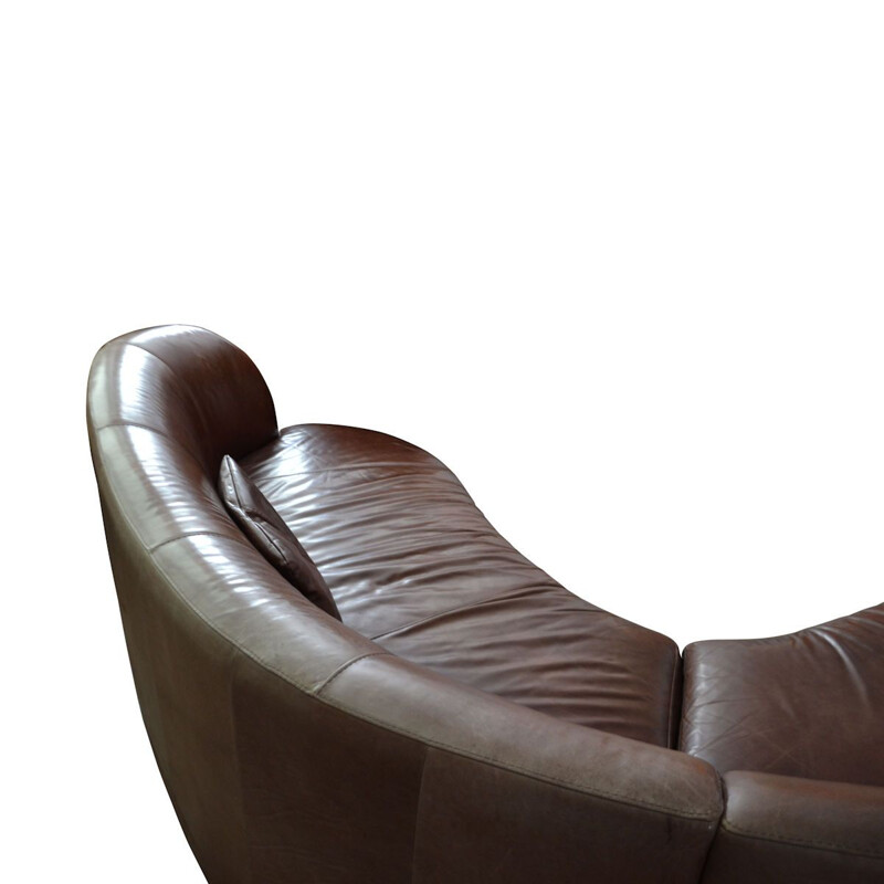 Vintage "banana" leather sofa, Italy