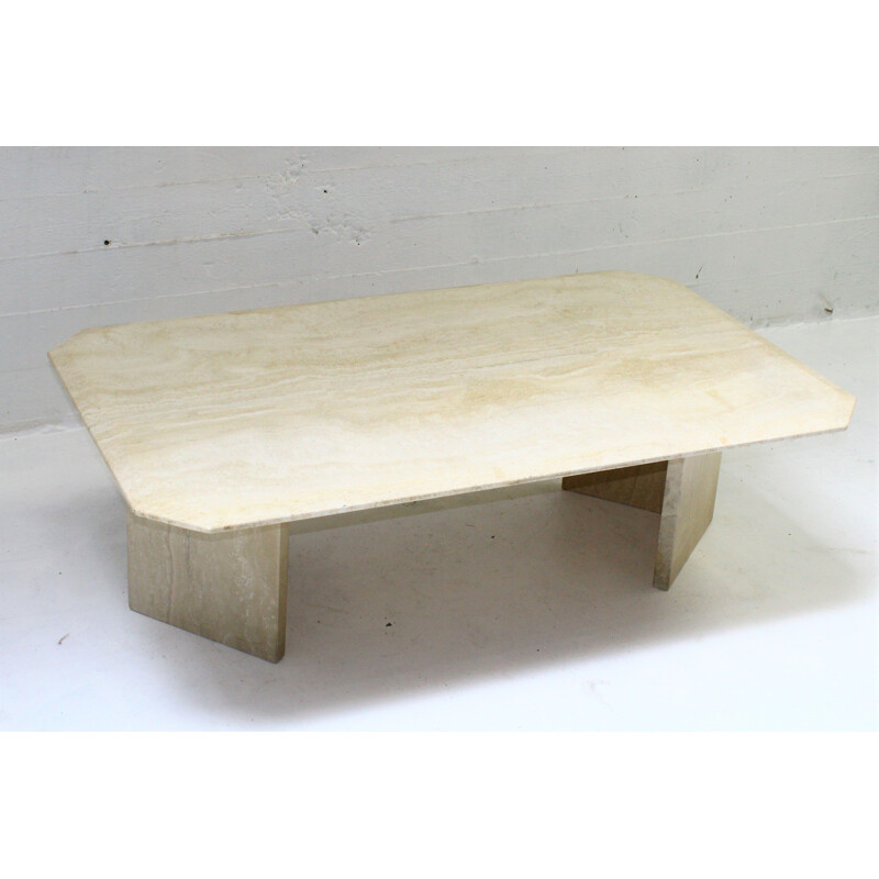 Large vintage coffee table in travertine