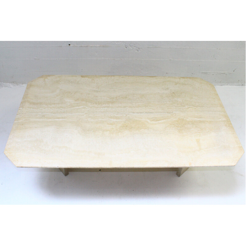 Large vintage coffee table in travertine