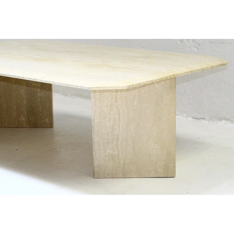 Large vintage coffee table in travertine