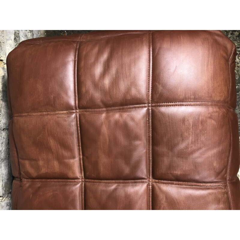 Vintage Kashima leather pouffe Ligne Roset by Michel Ducaroy